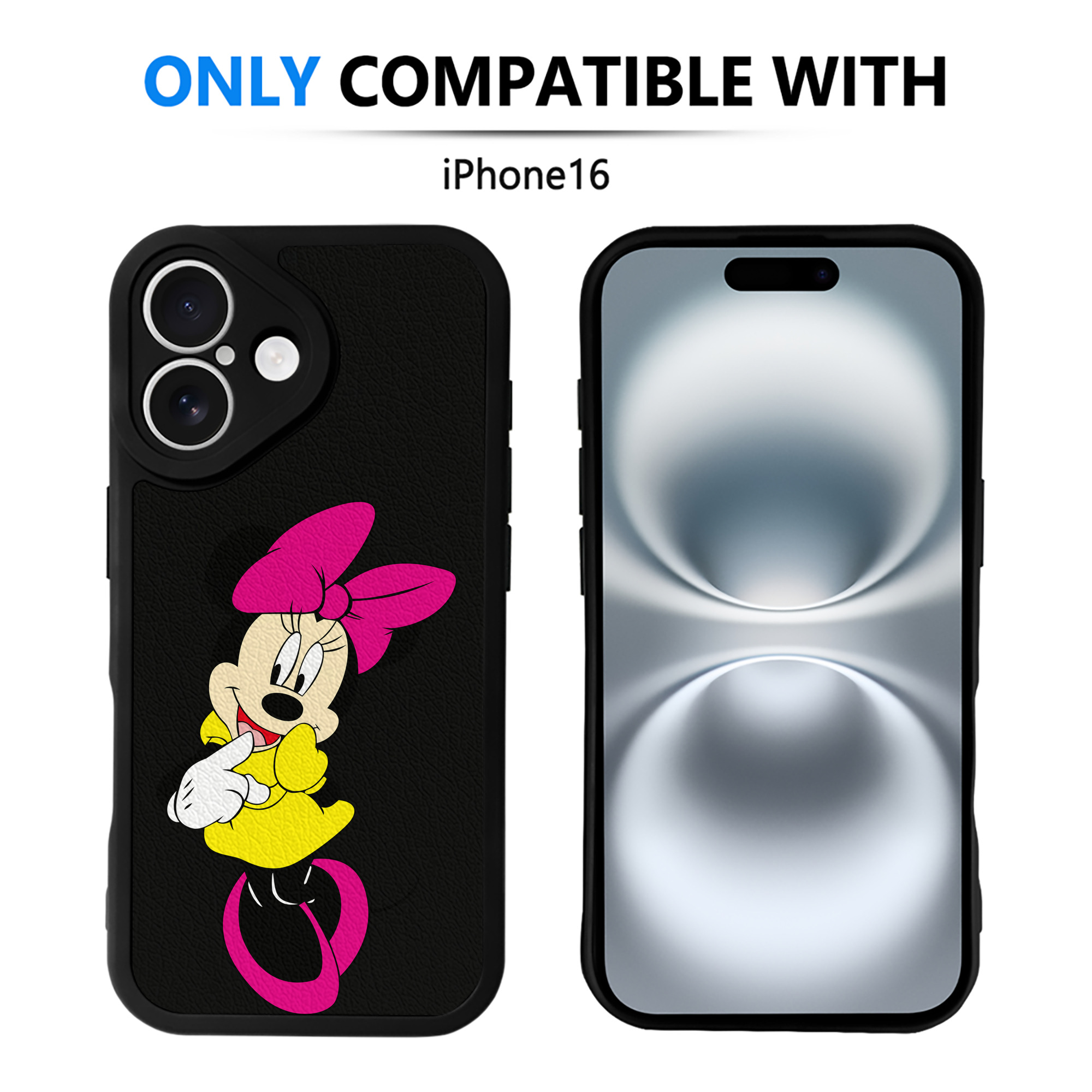 （画像用） ミッキーマウス Mickey Mouse 【iPhone 16シリーズ対応】シリコンスマホケース（レザー調） 材質：シリコン